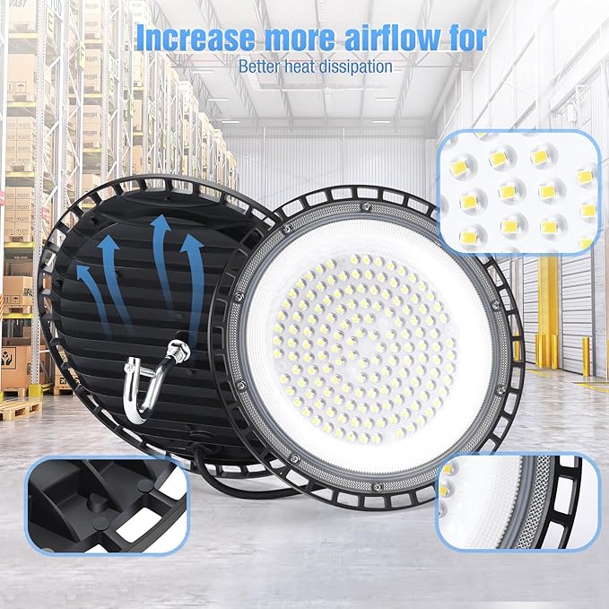 20 Pack 240W UFO LED High Bay Lights,120VAC IP66 Waterproof,40000LM 5000K Daylight, 1050W MH/HPS with Plug Commercial Bay Lighting for Barn,Gym,Factory,Warehouse,Shop,Workshop,Gym