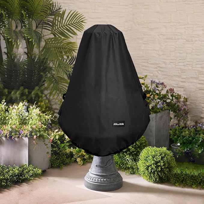 Outdoor Fountain Cover D 32"x H 38",600D Waterproof Heavy Duty Outdoor Fountain Covers,Garden Fountain Statue Protective Cover,Black