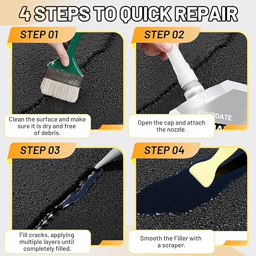 Asphalt Crack Filler, 4.5LB High Elasticity Driveway Crack Filler, Self Leveling Waterproof Repair Sealant for Driveway, Walkway, Road, Blacktop Concrete Joint, Indoor & Outdoor - Black (74oz)
