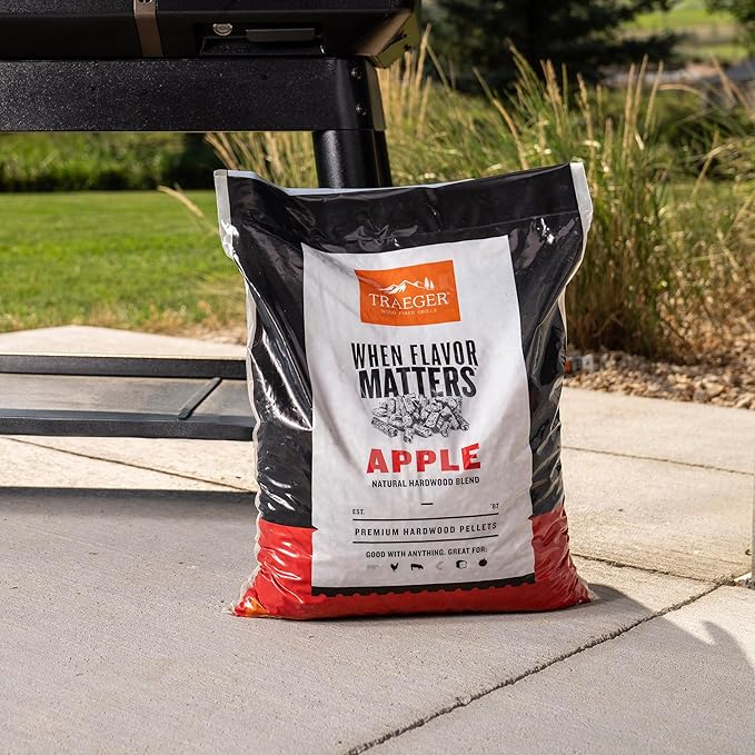 Traeger Grills Apple 100% All-Natural Wood Pellets for Smokers and Pellet Grills, BBQ, Bake, Roast, 18 lb. Bag (Pack of 2)