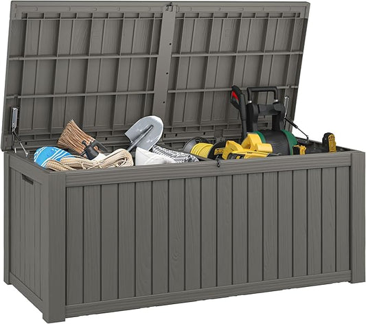 Outdoor Storage Box Waterproof, 180 Gallon Deck Box Indoor and Outdoor Use, Backyard Storage Box with Lockable Lid for Package Delivery Box, Patio Furniture, Pool Accessories, Garden Tools