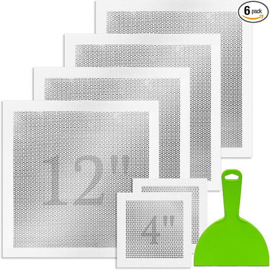 6-Pack Drywall Repair Kit - Heavy Duty Aluminum Self-Adhesive Mesh Patch Set Including 4P 12 x12 Inch & 2P 4x4 Inch Drywall Patch, with Scraper for Large Holes in Walls & Ceilings