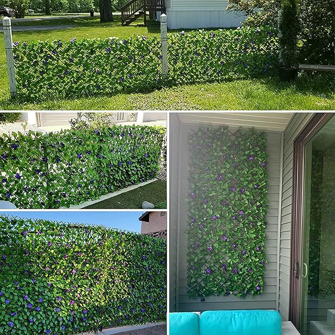 DOEWORKS Expandable Fence Privacy Screen for Balcony Patio Outdoor, 2PCS Faux Ivy Fencing Panel for Backdrop Garden Backyard Home Decorations