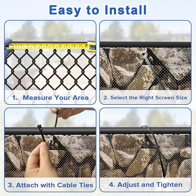 UPGRADE 3'x9'Customized PVC Privacy Fence Screen with Stone Wall Print – Outdoor Waterproof Patio Privacy Cover for Yard, Balcony, Garden Fence Decoration