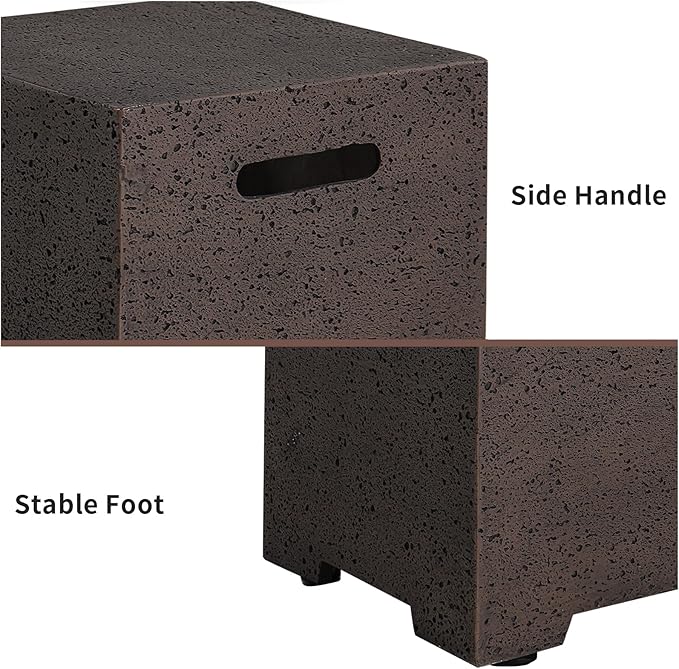 COSIEST Outdoor Hideaway Tank Table for Gas Fire Pits, Hides Standard 20lb 16-inch Propane Tank Cover w Side Handles (Rusty Red)