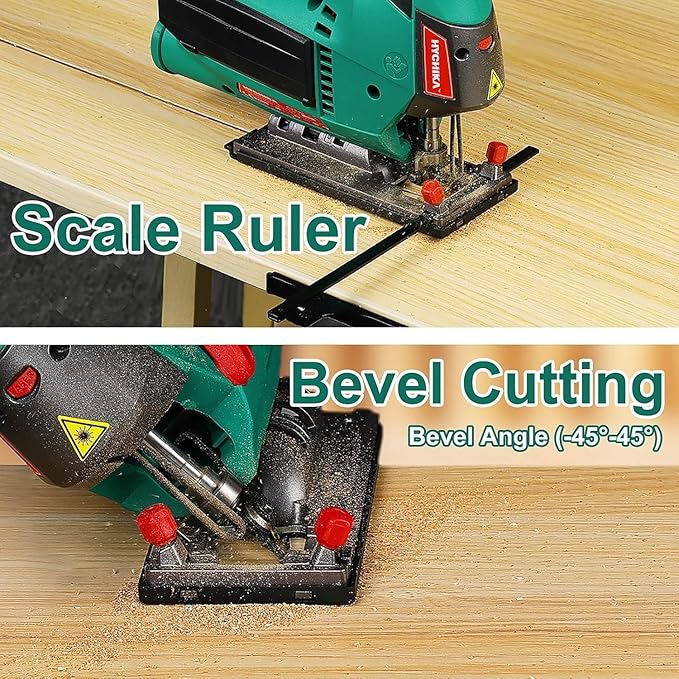 HYCHIKA 6.7A Jig Saw, Reciprocating Saw, 6.2A Mini Circular Saw with 3 Blades, 3-Tool Power Tool Set Combo Kit