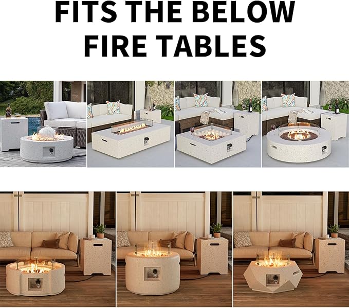 COSIEST Outdoor Terrazzo Hideaway Tank Table for Gas Fire Pits, Hides Standard 20lb 16-inch Propane Tank Cover w Side Handles