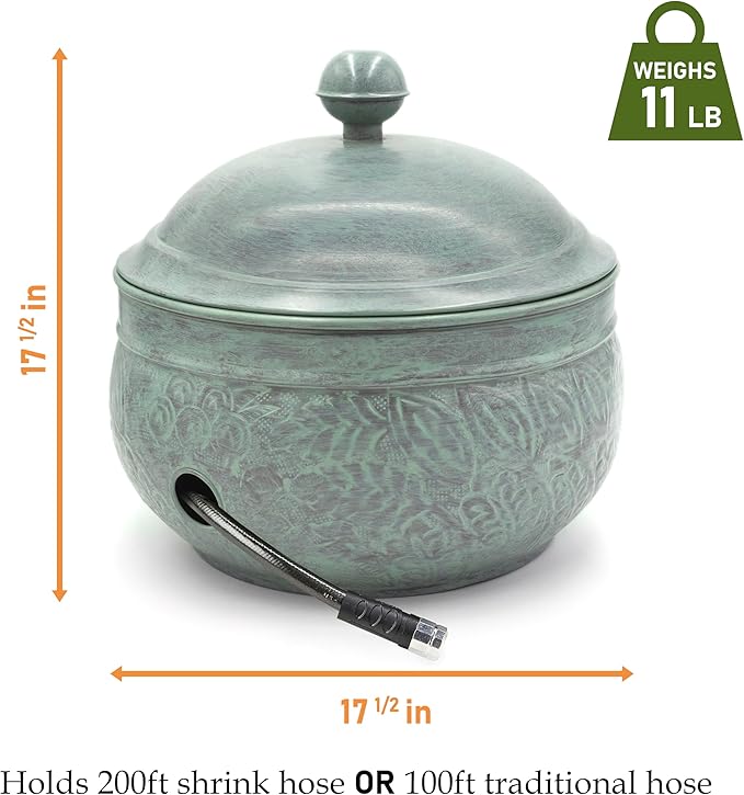 Good Directions 457-458 Key West Garden Hose Holder Pot, Large Capacity, Blue Verde Finish