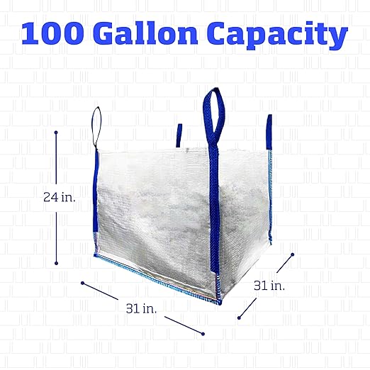 DURASACK Heavy Duty Builder's Bulk Bags 100-Gallon White Woven Polypropylene Contractor Trash Bags for Demo and Construction, Holds up to 2200 lbs, Pack of 3