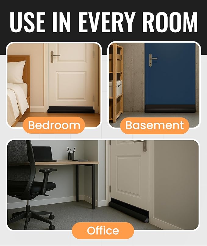 Everlasting Comfort One Sided Door Draft Stopper for Bottom of Doors - Quick Install Sound Proofing Strip Gap Filler, Cold Air & Noise Blocker Sweep for Home, Bedroom and Apartment- Fits 36" Doors