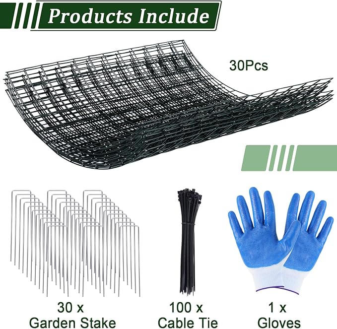 10 Pack Plant Protectors From Animals, 14" Dia X 14" H Wire Plant Protector Cage, 30pcs Metal Mesh Garden Cloches to Keep Rabbits, Squirrels and Chicken Out and Protection Vegetables Flowers Shrubs