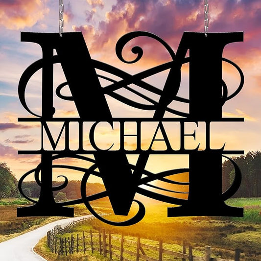 Custom Signs Outdoor Metal, Personalized Name Sign, Family Last Name Sign Home Decor, Initial Monogram Wall Metal Art, Customized Christmas Wedding Housewarming Gifts