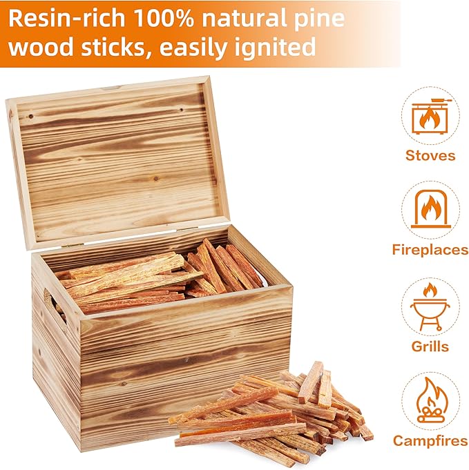 15 lbs Fatwood Fire Starter Sticks, 100% Natural Kindling Firewood Firestarter for Stoves, Pine Wood for Fireplaces, Campfires, Bonfires, Grill