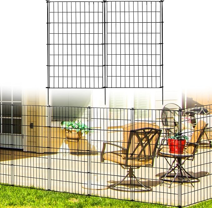 ARIFARO Decorative Garden Fence 5 Panels 40in (H) x 11.5ft (L) No dig Animal Barrier Fencing,Pet Fence Rustproof Metal Wire Panel Border for Dog,Rabbits, and Patio