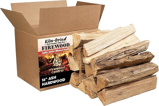 Kiln-Dried PA Ash – 16” Splits (Approx. 38 lb) – Mild Smoking Wood for Cooking, Grilling, BBQ & Campfires – Easy Light, Low Smoke, USA-Sourced