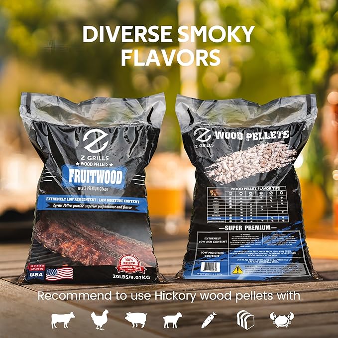 Z GRILLS Wood Pellets for Smoker Grill, 100% All-Natural Hardwood Fruitwood Pellet, 40lbs