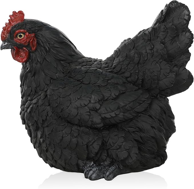 Alpine Corporation WFM100HH-BK Outdoor Rustic Resting Hen Garden Statue, 8" H, Black