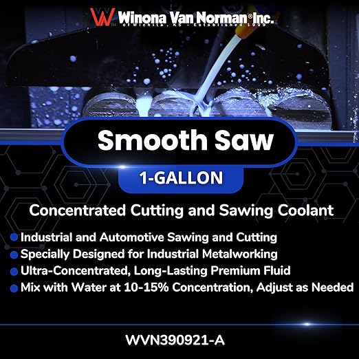 Winona Van Norman Smooth Saw: General Purpose Concentrated Cutting & Sawing Coolant – Advanced Semisynthetic Fluid for Metalworking (1 Gallon)
