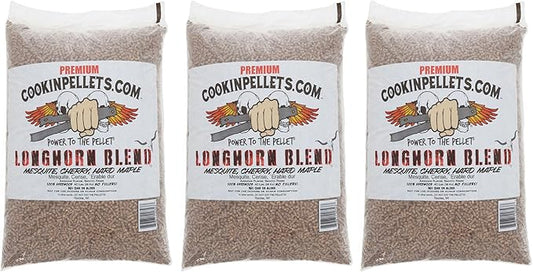 CookinPellets 40-Pound Longhorn Blend Premium Natural Grill Smoker Smoking Mesquite/Cherry/Maple Hardwood Wood Pellets, (3 Pack)