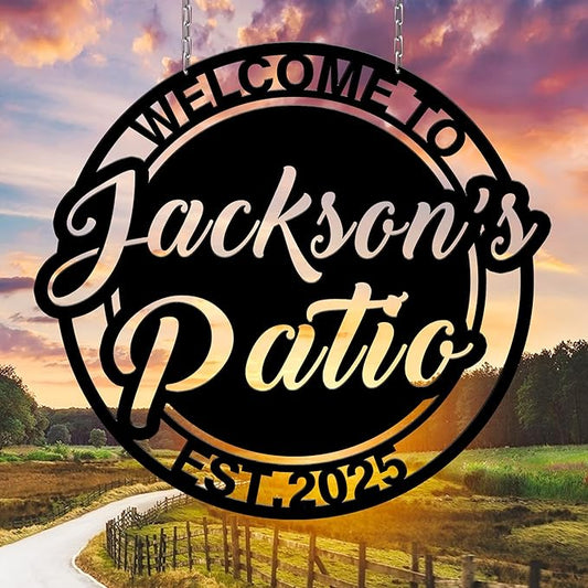Custom Signs Outdoor Metal, Personalized Porch Backyard Patio Decor, Business Sign with Your Own Text, Monogram Wall Art Decor, Christmas Housewarming Wedding Gifts