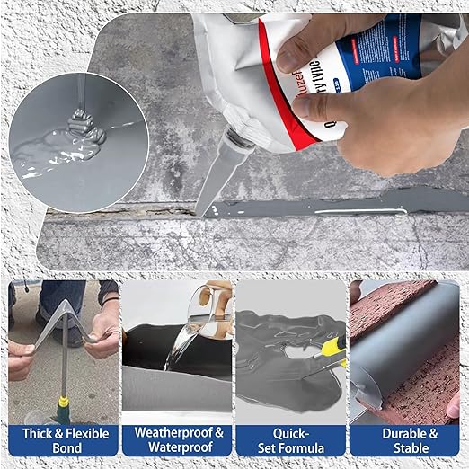 Cement Crack Sealant, Concrete Crack Filler, Waterproof Concrete Repair Filler, Weather-Resistant Cement Sealant, Flexible Caulking Glue for Driveway, Sidewalk, Wall, and Foundation (2 Pcs)
