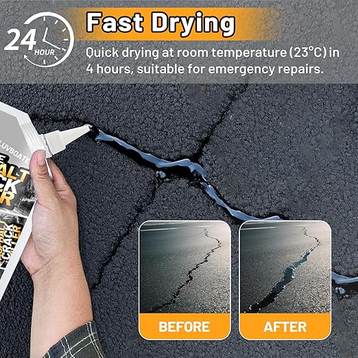 Asphalt Crack Filler, 4.5LB High Elasticity Driveway Crack Filler, Self Leveling Waterproof Repair Sealant for Driveway, Walkway, Road, Blacktop Concrete Joint, Indoor & Outdoor - Black (74oz)