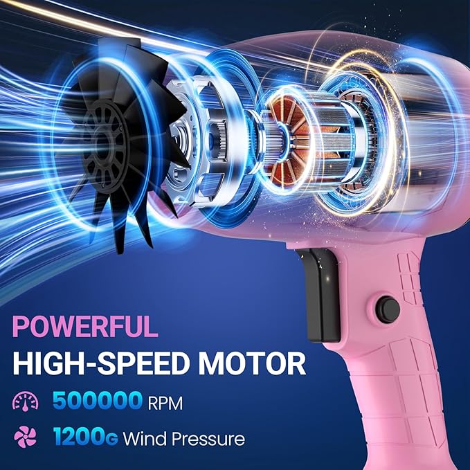Mini Small Handheld Cordless Leaf Blower with 2×4.0Ah Batteries & Charger – Portable Electric Rechargeable Blower, 500,000 RPM Turbo Jet High Power, Lightweight for Yard, Patio & Garage Cleaning