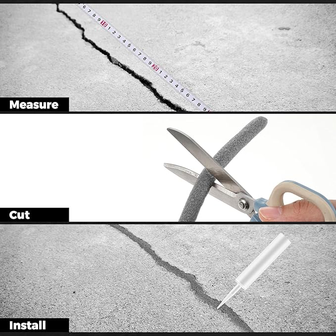 Backer Rod Concrete Crack Filler Set 1/2inchx50 ft Foam Backer Rod with 2 Pcs 10.2 oz Self-Leveling Sealant, Waterproof, Weather Resistant for Gaps Concrete Crack Filler Cement Repair (Gray)