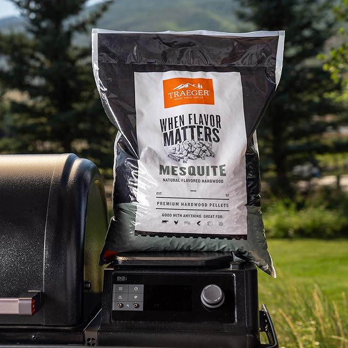 Traeger Grills Mesquite 100% All-Natural Wood Pellets for Smokers and Pellet Grills, BBQ, Bake, Roast, 18 lb. Bag (Pack of 2)
