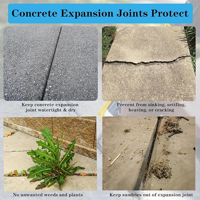 Concrete Expansion Joint Filler, 3/8" Expansion Joint Repair Replacement, Concrete Crack Repair, Backer Rod, Flexible Foam Rubber Seal, Rubber Strip for Sidewalk, Driveway, Walkway, Doors, Windows