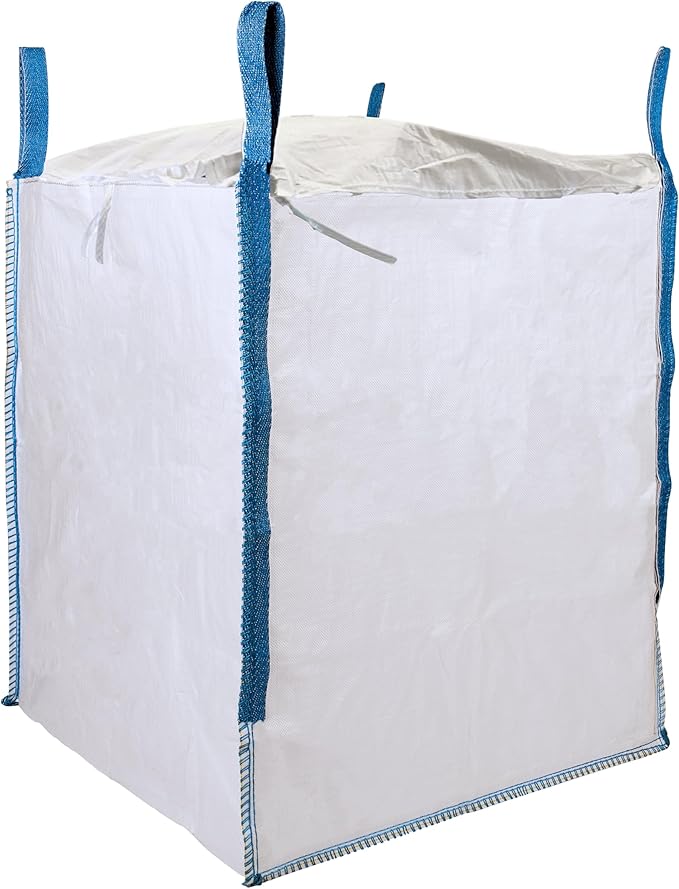DURASACK Heavy Duty Builder's Bulk Bags 200-Gallon White Woven Polypropylene Contractor Trash Bags for Demo and Construction, Holds up to 2200 lbs, Flap Top