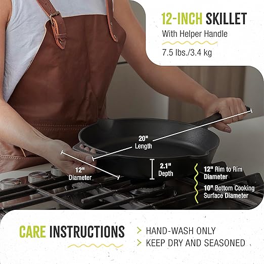 Victoria 12-Inch Day of the Dead La Calaca Cast Iron Skillet, Dia de los Muertos Seasoned Cast Iron Frying Pan with Long Handle, Made in Colombia