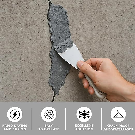 Concrete Patch Repair - Fast Drying Cement Patch for Crack Filler, Holes & Spalls in Driveway, Floors, Sidewalk, Foundation - Indoor & Outdoor Use -Weatherproof & Long-Lasting - Easy Mix (16 oz)