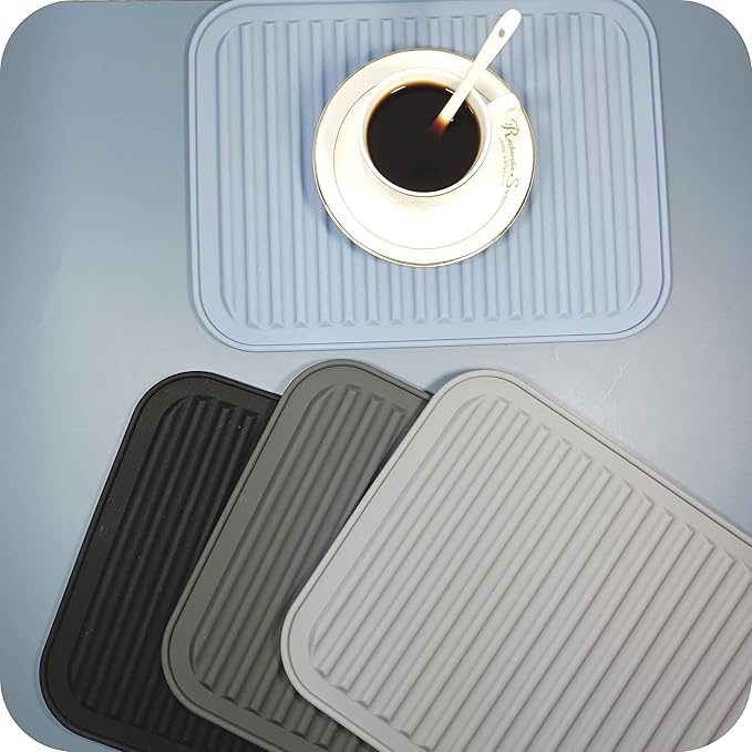 Silicone Trivets Set 2 for Hot Pots and Pans, Heat Resistant Mats Hot Pads for Kitchen Counter, Multi-Purpose & Versatile Trivets Mats, Silicone Pot Holder 9"X12" Black