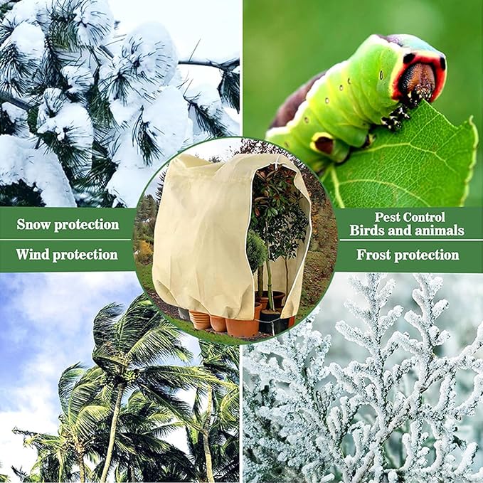 2-Piece Set of Tree Covers for Winter, 7.87 x 98.4 Inch Plant Frost Protection Covers, with Zipper and Drawstring Outdoor Winterizing Plant Blankets.