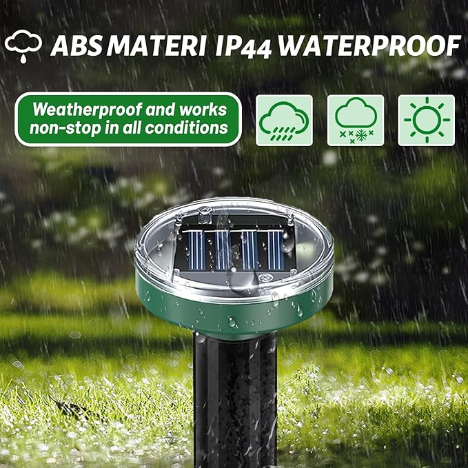 Solar Ultrasonic Mole Repellent 10 Pack,Snakes Gophers Voles Repellent Outdoor Waterproof, Rodents Repeller for Lawn Garden, Detterrent and Repel Moles Groundhogs Chipmunks Squirrels