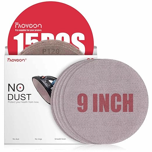 9 Inch Sanding Disc Drywall Sandpaper, Dust Free Sanding Drywall Sander Pads, 15 Pack Assortment 80 | 120 | 220 | 320 | 600 Grit