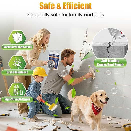 Concrete Crack Filler, Self Leveling Cement Crack Sealant, Quick-Drying Sealing Adhesive Repair Sealer for Driveways, Sidewalks, Patios, Waterproof Outdoor Joint Caulking Glue, Gray