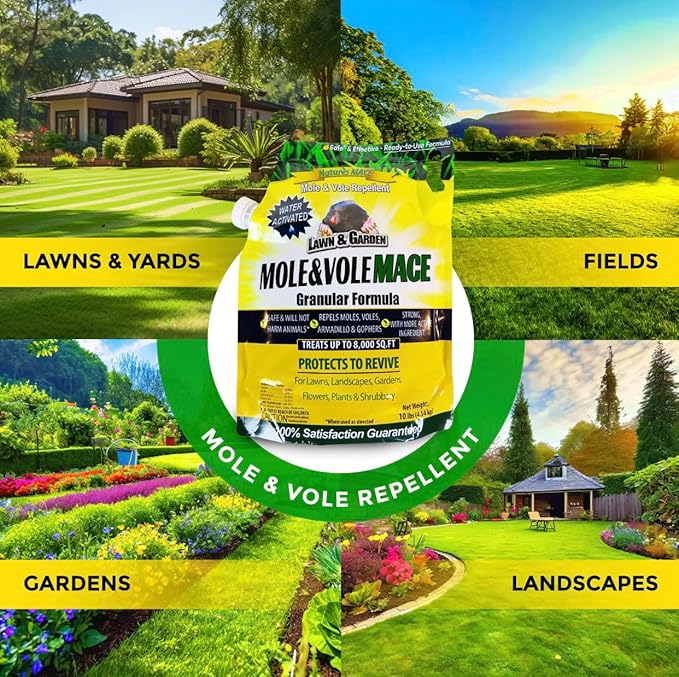 Nature's MACE Mole & Vole MACE – Yard & Garden Granules, Castor Oil Formula, Outdoor Use, Plant & Pet Safe, 160 Fl Oz (Pack of 1)