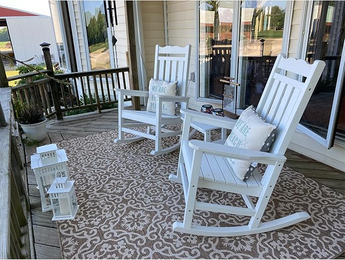 Stoog All-Weather Outdoor & Indoor Rocking Chair, Porch Rocker with 400 lbs Weight Capacity, Front Porch Rocking Chair, for Patio, Backyard, Lawn, Garden and Fire Pit (White)