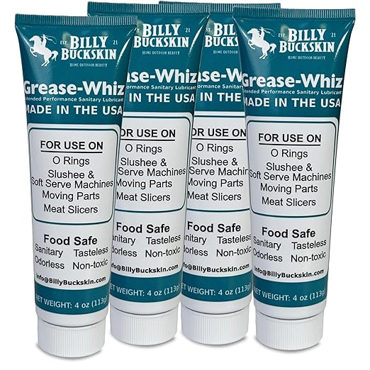 Grease-Whiz Food Grade Grease Lubricant (4oz, 4 Pack) - Lubricate Ice Cream, Slushee Machine, Beer Kegs, Pools, O Rings - Food Grade Lubricant for Commercial & Domestic Use by Billy Buckskin