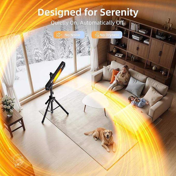 1500W Patio Heater,Outdoor Heater,with Remote, 24H Timer,3 Heat Levels,Waterproof,Overheat Protection,Wall Mounted/Tripod Electric Infrared Heaters for Garage, Backyard,Basement, Balcony,Porch