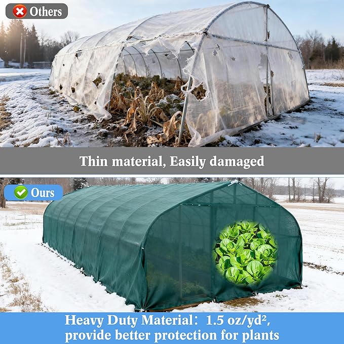 Plant Covers Freeze Protection 10 x 50 FT, 1.5oz/yd² Thick Non-Woven Frost Cloth Blanket for Outdoor Plants, Reusable Floating Row Cover for Winter Vegetables Plants Raised Garden Bed