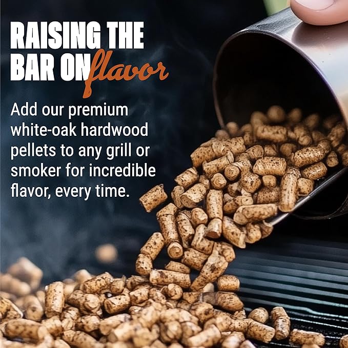 Stoaked BBQ Pellets for Smoker, 2-Pack Natural White Oak, Winter Smoker Fuel for BBQ Grill, Fireplace & Wood Stove, Traeger Grill Compatible, 40 lbs