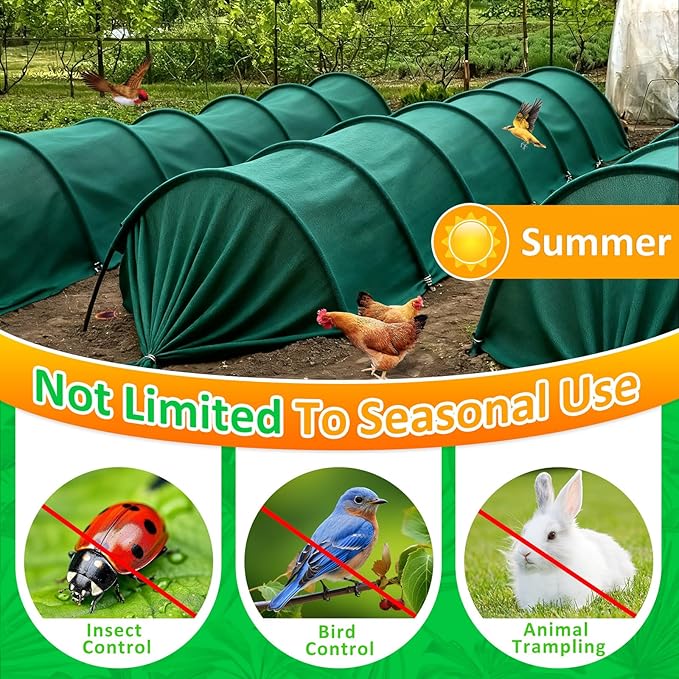 Green Plant Covers Freeze Protection, 10 x 50 ft - 2 oz/yd² Frost Cloths for Outdoor Plants, Tree Covers Freeze Protection, Winter Garden Blanket, Sun Cover for Plants for Greenhouse, Vegetables