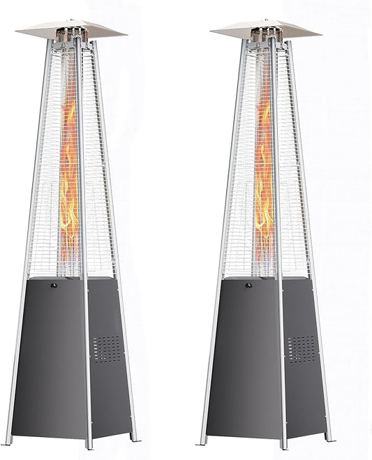 Pyramid Patio Heater, 48000 BTU Fast Heating Outdoor Heater for Large Spaces with Wheels & Weatherproof Cover, Triple Protection System for Restaurant Patios, Rooftop Bar, Event Spaces