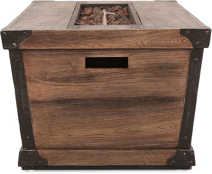 Propane Fire Pit Table, 56" MGO Firepits for Outside, Rectangular Gas Fire Pit for Outside Patio, Propane Fire Table for Deck, Backyard, 50,000BTU, Tank Not Included, Brown