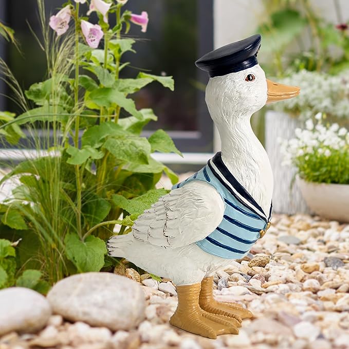 Leekung Garden Duck Statues for Outdoor Decorations,Porch Duck Figurine Sculptures for Garden Decor,Animal Statue Beach Nautical Decor Accents for Indoor Outside Porch Patio Yard Lawn Home Shelf