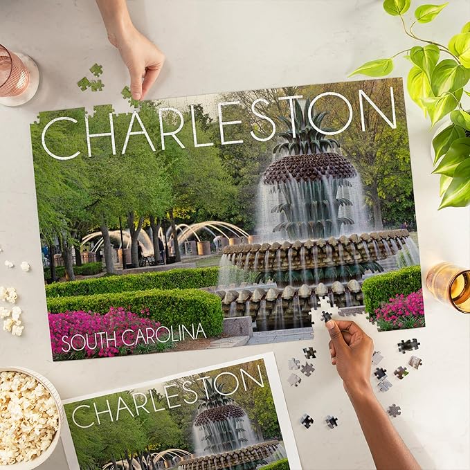 Charleston, South Carolina, Pineapple Fountain (1000 Piece Puzzle, Challenging Jigsaw Puzzle for Adults, Made in USA)