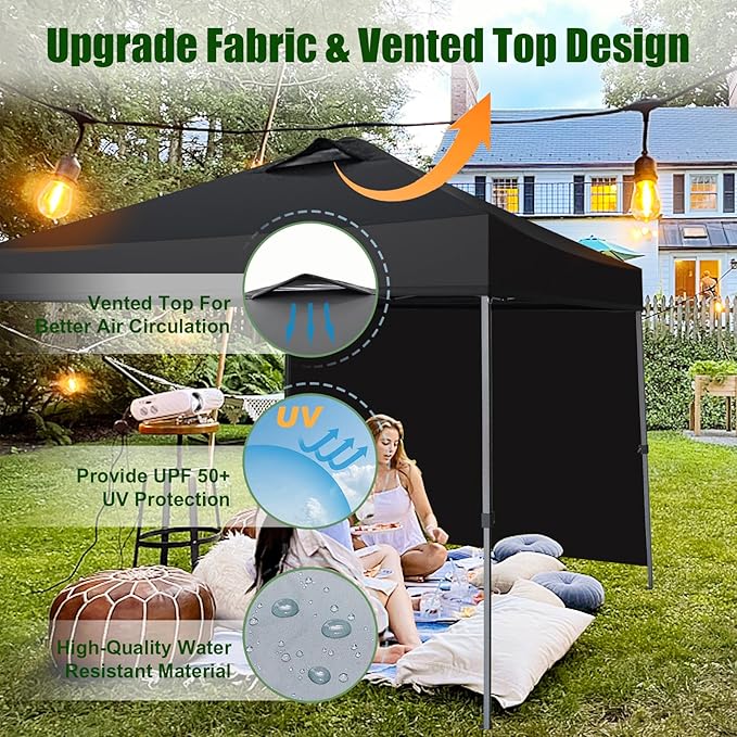 Eurmax USA NOMATTER ONE-Person Open&Close 10x10ft Pop Up Canopy Tent,Portable Shelter Canopy for Outdoor Events with 1 Removable Sidewall,Instant Canopies,Temporary Sunshade,Bonus 4 Sand Bags(Blue)